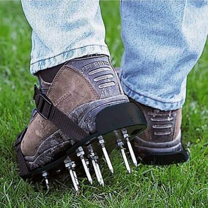 Youyijia Lawn Aerator Shoes Universal Size Fits Lawn Nail Shoes With 26 Spikes And Adjustable Straps For Garden Soil Grass Lawn Aerator Sandals 29x13cm