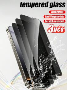 3 件装隐私屏幕保护膜，兼容 iPhone 11/12/13/14/15/16 Pro Max Plus X/XS/XR，采用钢化玻璃制成，具有 25° 隐私防窥保护，9H 硬度防刮，易于安装 - 黑色 - 查看 1