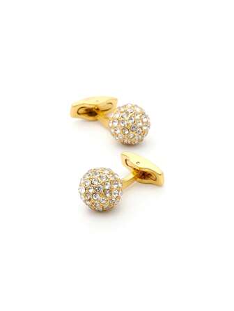 男士袖扣，高端奢华水钻金色/银色球形衬衫袖扣，2 种颜色可选