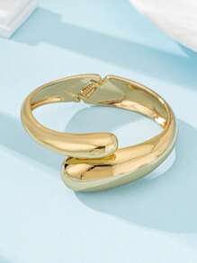 1 Set elegante y sencillo de joyas de brazalete con gota geométrica de metal liso con diseño de serpiente, adecuado para mujeres