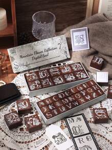 10pcs/27pcs Vintage Flower & Number Pattern Wooden Stamps, Delicate Flower And Grass Pattern Engraved Stamps, Scrapbook Decoration, DIY Handbook Greeting Card Decoration, Gifts For Friends