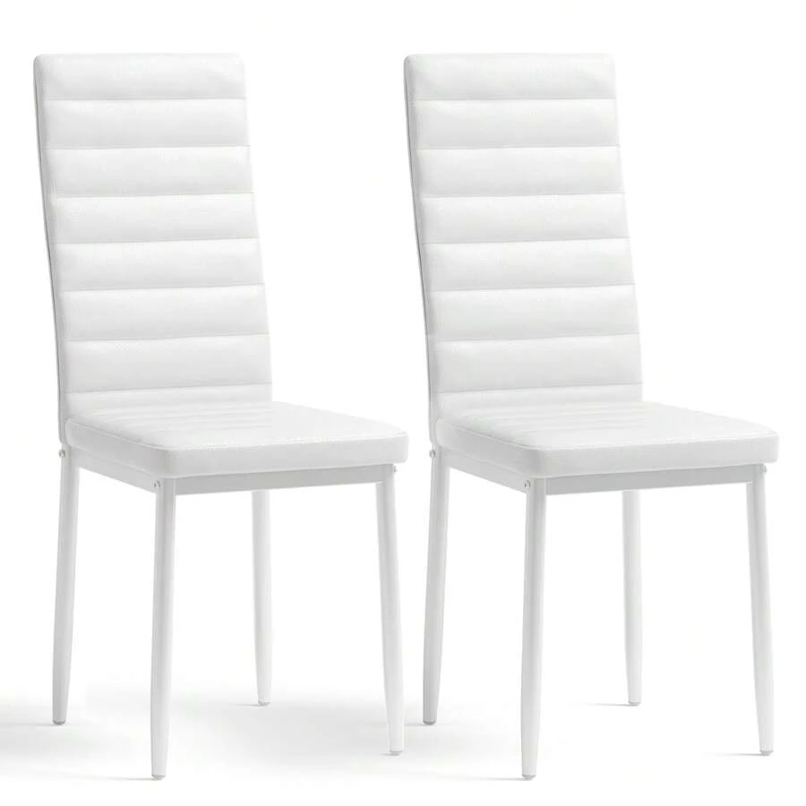 Chaise de salle à manger pour 2 personnes, chaise de dîner, chaise en PU pour différentes tables à la maison, cuisine, salon - Blanc - Voir 1