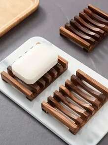 1 pièce Porte-savon en bois créatif, support de savon en bois pour la salle de bain