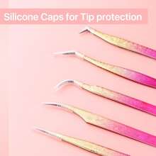 Professional Eyelash Tweezer Set, Stainless Steel Eyelash Extension Tweezers Suitable For Voluminous, Isolation And Classic Eyelashes