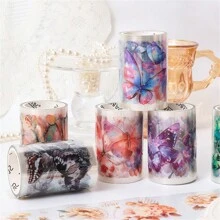 6 rotoli di adesivi a forma di fiori, nastro floreale trasparente in PET per agenda, fai-da-te, custodie per cellulare, scrapbook, calendario, buste, decorazione