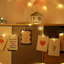 1 pièce 20/50 LED Guirlande lumineuse avec pinces à photo avec 20/50 pinces transparentes, fil de cuivre, alimenté par batterie, parfait pour la maison, la chambre, le salon, le mariage, l'anniversaire, la fête, la décoration de festival