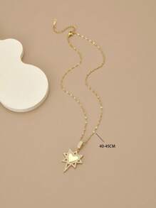 1 Pc Luxury Fully Diamond-Studded Stainless Steel Star Pendant Necklace For Women