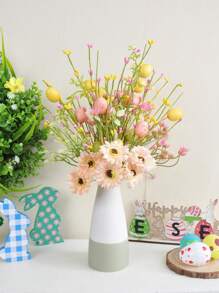1PC/2PCS/4PCS Spring Artificial Flowers Easter Egg Branches Butterfly Tulip Daisy Carrot Colorful Berry Decoration Wedding Party Family Vase Centerpiece Perfect Easter Decoration Gifts Birthday Graduation