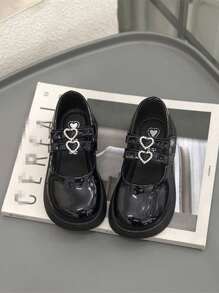 Fashionable Hook And Loop Double Heart Girls Princess Shoes, Lightweight & Versatile