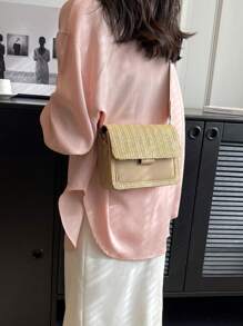 Trellis Handbag Female Shoulder Bags Ladies Small Square Crossbody Travel Purses Plaid HandBag - Khaki - View 3