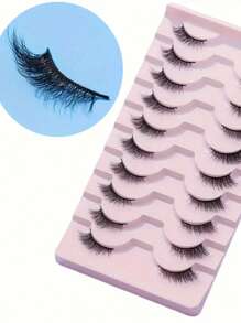 LIMEIKAI 10 Pairs Half Eye Lashes End Eye Elongated False Eyelashes Naturally Half-Eye Cross Fluffy Reusable Lashes