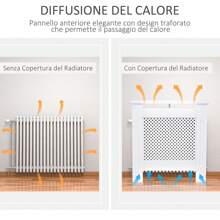 HOMCOM Copritermosifone Moderno a Griglia in MDF, Copertura Termosifone Portatile per Casa e Ufficio, 78x82x19 cm, Bianco - Bianco - Visualizzare 5