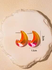 1 Pair Acrylic Gradient Candy Color Jelly Earrings, Resin Aurora Dopamine Drop Earrings For Women, Suitable For Party And Vacation, Exaggerated Jewelry, Great Gift For Mother