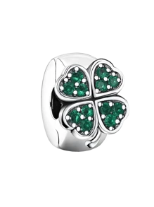 1 件 925 纯银时尚爱心四叶草珠女式手链手镯 DIY 珠宝制作和日常服装搭配珠宝装饰女孩