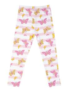 1 Pair Girls Cartoon Print Lightweight Milk Silk Material Leggings, Suitable For Summer Wear