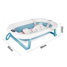 Bañera plegable para bebé con termómetro digital, almohada de baño, compacta, portátil, rosa, gris, azul y verde