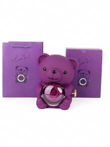 Mother's Day Hug Bear Rotating Soap Flower Gift Box With Jewelry, Necklace, Jewelry Box, Birthday Gift, Teacher & Classmate Gift - Multicolor - View 13