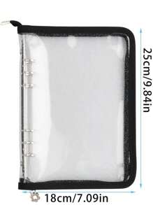 6 孔 A5 拉链活页夹封面和内页，返校，学校用品 - 無色 - 查看 3