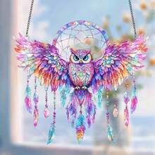 使用前，请务必撕掉产品表面的保护膜。这款波西米亚风猫头鹰捕梦壁挂，是一款色彩缤纷的玻璃阳光捕捉器，饰有色彩斑斓的猫头鹰图案。它展现了独特的波西米亚艺术风格，适合以自然为灵感的家居和办公装饰。室内外均可使用，是理想的礼物之选。 - 彩色 - 查看 7