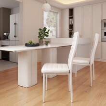Chaise de salle à manger pour 2 personnes, chaise de dîner, chaise en PU pour différentes tables à la maison, cuisine, salon - Blanc - Voir 2
