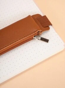 1 Pieza Funda de unicolor para cuaderno, portaplumas, portalápices de PU con bolsa elástica individual, accesorios para diario y agenda, clip fijo para lápiz, bolsa para colgar el lápiz, de vuelta a la escuela, organizador de maquillaje, organizador, organizador de almacenamiento, organizador de cuidado de la piel, almacenamiento de oficina, organizador de papelería, almacenamiento de uñas, decoración de dormitorio