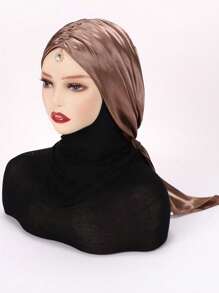 New Fashion Satin Rhinestone Pendant Hijab Scarf, Suitable For Spring/Summer - Multicolor - View 8