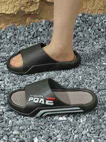 休闲男士拖鞋，时尚夏季软底防滑防臭室内/户外服装，滑动凉鞋 - 黑色 - 查看 3