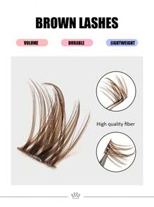 Asiteo 120pcs D Curl Brown Lash Clusters DIY Eyelash Extensions - Wispy & Natural Look, 8-16mm Mixed Lengths, Soft & Lightweight Individual False Eyelashes For Easy At-Home
