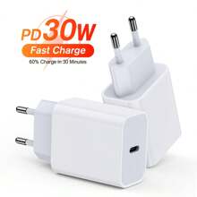 30W EU-kontakt USB C snabbladdare kompatibel med iPhone /// Snabbladdningsadapter Nan - EU C typkontakt (220-240V) - Visa 2