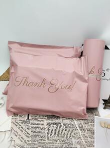 20/50/100PCS Exquisite Pink 'Thank You' Gift Bag, Self-Adhesive Waterproof Sealing Design, Courier Bag New Material Thickening Punching Bag, Pink Packaging Bag Self-Adhesive Bag, Waterproof Bag Courier Bag, Thickening Logistics Courier Packaging Bag, Mailing Bag, Suitable For Party Gift Packaging,Birthday,Bride,Wedding