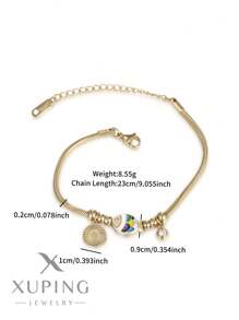 XUPING JEWELRY 1 szt. Modna, wszechstronna, luksusowa, wysokiej jakości bransoletka z 14-karatowego złota ze stali nierdzewnej z kości węża, odpowiednia do codziennego noszenia przez kobiety, na randki, prezenty - Żółte złoto - Zobacz 9