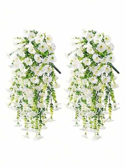 1/2/4 件户外人造花悬挂桉树植物丝绸牵牛花藤蔓抗紫外线绿色植物周年纪念毕业典礼婚礼派对家庭办公室门廊花园庭院墙壁春夏装饰