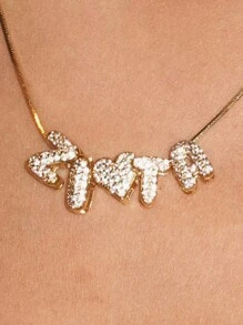1pc Customized Simple Cubic Zirconia Bubble Letter Name Necklace, Personalized Copper Initial MAMA Pendant Necklace, Ideal Gift For Girlfriend, Mom, Family, Friend, Daughter, Anniversary, Valentine's Day, Mother's Day, Birthday, Graduation, Daily Wear, Wedding, Party, Fashion, Minimalist, Casual, Silver, Stylish, Colorful, Vintage, Simple, Unisex, Casual, Cuties, Ideal Gifts For Him, Ideal Gifts For Her, Her, Boyfriend, Girlfriend, Dad, Mom, Family, Friends, For Anniversaries, For Birthdays, For Graduation, For Prom, For Party