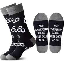 1 Pair Birthday Gifts For Men Aged 18/21/30/40/50/60/70/80, Funny Mid-Calf Socks For Men, Socks With Age Letters, Age Socks For Men, Birthday Gifts For 18/21/30/40/50/60/70/80 Years Old, Very Cool Gifts For Men, Novelty Men Socks, Fall - Black - View 13