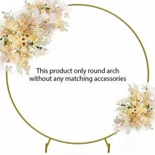 Party Wedding Decor Circle Ring Metal Arch Stand Backdrop Round Ring Artificial Flower Balloons Row Rack For Party Wedding Holiday Decorative,2M Party Favors Room Decor Bride - Gold - View 3