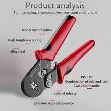 1pc Multi-Functional Electrician's Crimping Pliers, Adjustable Ratchet Wire Terminal Connector Crimper Tool, Serrated 4-Angle & Hexagonal Teeth Crimping Range 0.25-10mm² & 0.25-6mm², For Wire Repair, Electrical Equipment, Mechanical Maintenance, Also Known As Wire Crimping Pliers, Terminal Pliers, European-Style Tube Crimper, Electrician Tool