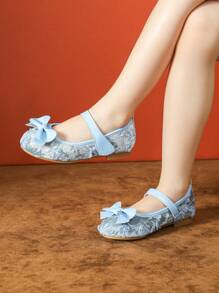 女童平底鞋，儿童蓝色小女孩休闲鞋，春季 - 藍色 - 查看 4