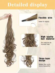 Extensions de queue de cheval flexibles à enrouler. Extensions de cheveux queue de cheval bouclée 30 pouces de long. Extensions de cheveux ondulés pour queue de cheval. Accessoires capillaires synthétiques pour une utilisation quotidienne pour femmes