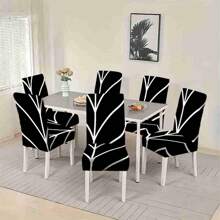 2/4/6pcs Creative Personalized, Special Black And White Texture Decoration, Printed Chair Cover, Fashionable Printing, Elastic And Easy To Install, Enhancing Seat Style