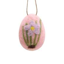 1pc Handcrafted Wool Felt Easter Eggs Colorful Textured With Floral And Bunny Designs Ideal For Tabletop Room Decor, Craft & Party Embellishments