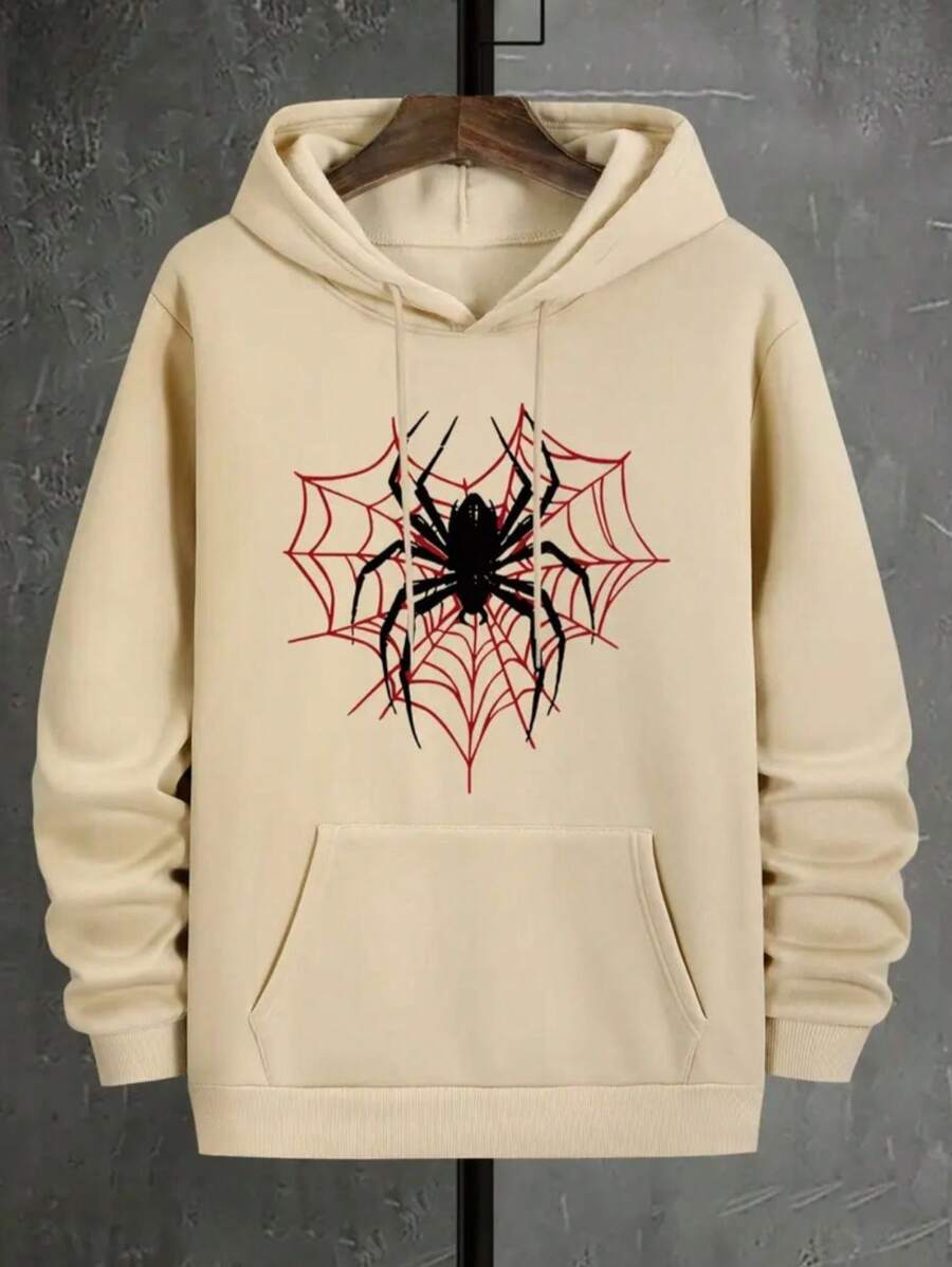 moleton estampado aranha lançamento UNISSEX 100% algodão moleton com regulagem nos capuz - Bege - Visão 1