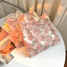 20 个加厚塑料礼品手提袋，樱花、小兔子图案塑料手提袋，轻便，便携叶花图案图案大容量手提袋，婚礼、购物袋、生日礼物袋、派对回礼袋、礼品袋 - 彩色 - 查看 10