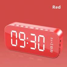 Reloj Despertador Digital Multifuncional con Bluetooth y Radio FM - Rojo - Ver 2