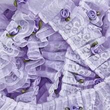 1 stuk dubbellaags kant rand 3D bloemen ruche Lolita stijl rand decoratie