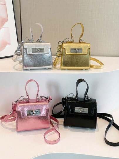 1 件磁扣休闲时尚小包闪亮蝴蝶结简约西式包时尚手提小方包，时尚且极具吸引力，时尚通勤，轻质材质，送给女孩的完美礼物，适合日常使用、购物、参加派对