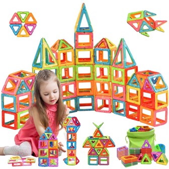 Giocattoli magnetici per bambini piccoli, giochi sensoriali per bambini in età prescolare, blocchi magnetici per bambini, attività all'aperto per bambini piccoli, giocattoli per l'apprendimento e la costruzione per la scuola dell'infanzia, colore casuale