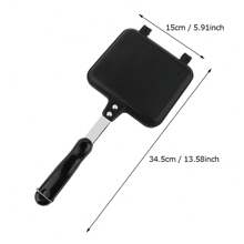 Dual Sided Non Stick Frying Pan Waffle Maker For Cake Toast Sandwich - Black - View 2