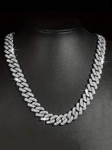 2pcs Hip Hop Style Funky Cuban Chain Necklace Plus Bracelet, Unisex Rapper's Jewelry Set ,Perfect Gift For Cool Friends - Set - View 3