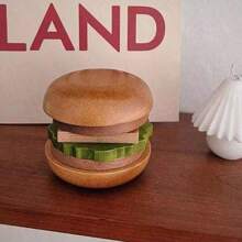 6pcs Anti Slip Burger Insulated Coaster Creative Home Burger Shape Living Room Desktop Decoration Tea Cup Solid Wood Coaster Gifts Birthday Graduation