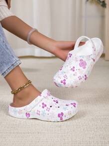 New Women Garden Slippers, Adjustable Loose Flat Shoes, Bedroom/Travel/Beach Slide Sandals, Closed Toe Slippers - Multicolor - View 3